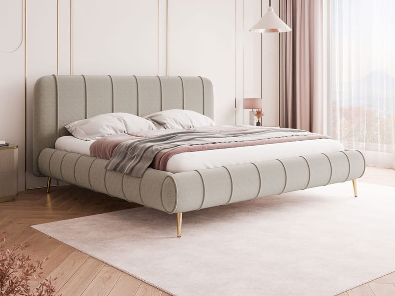 Calrosin Sengeramme med Ben 160x200 cm med Opbevaring - Beige - Møbler - Senge - Sengeramme & sengestel