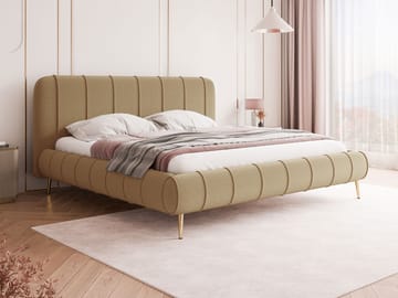 Calrosin Sengeramme med Ben 160x200 cm med Opbevaring - Mørk beige - Møbler - Senge - Sengeramme & sengestel