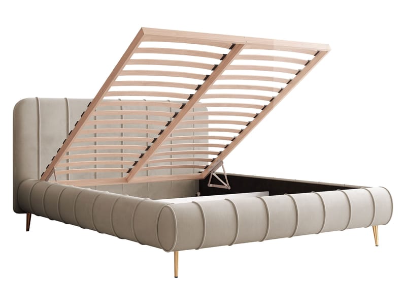 Calrosin Sengeramme med Ben 180x200 cm med Opbevaring - Lysegrå - Møbler - Senge - Sengeramme & sengestel
