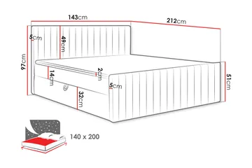 Calrosor Sengepakke Kontinentalseng med Opbevaring 140x200 cm - Blå - Møbler - Senge - Komplet sengepakke