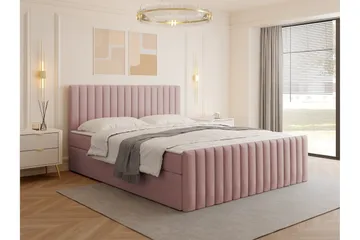 Calrosor Sengepakke Kontinentalseng med Opbevaring 160x200 cm - Rosa - Møbler - Senge - Komplet sengepakke
