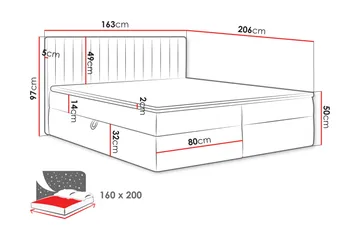 Calrosor Sengepakke Kontinentalseng med Opbevaring 160x200 cm - Sort - Møbler - Senge - Komplet sengepakke