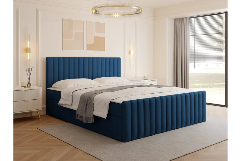 Calrosor Sengepakke Kontinentalseng med Opbevaring 180x200 cm - Blå - Møbler - Senge - Komplet sengepakke