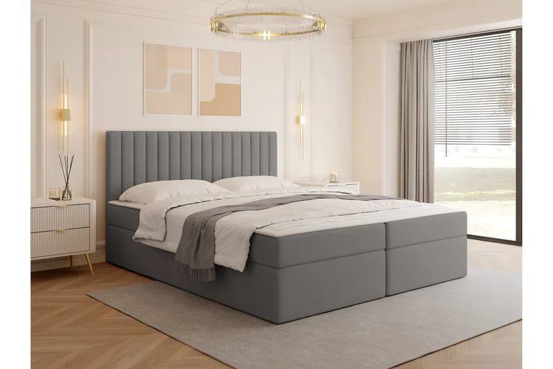 Calrosor Sengepakke Kontinentalseng med Opbevaring 180x200 cm - Grå - Møbler - Senge - Komplet sengepakke