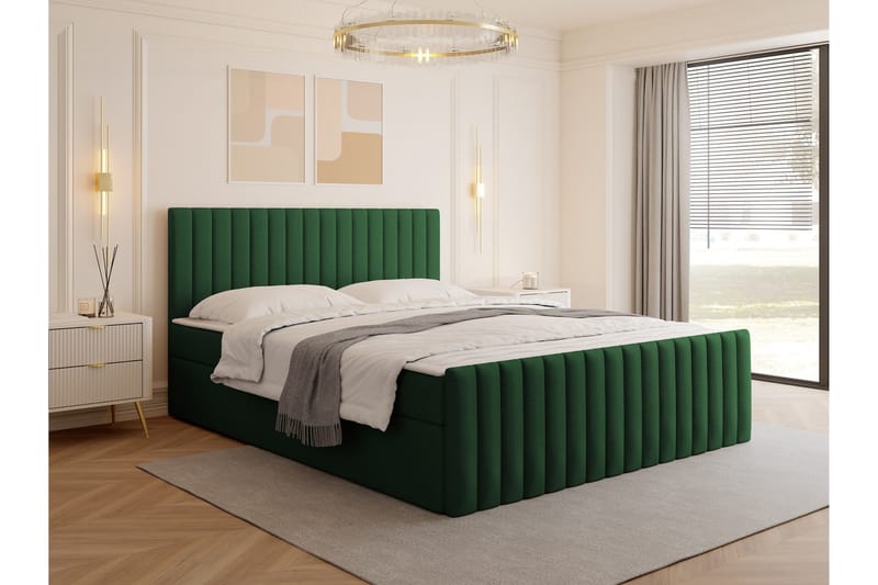 Calrosor Sengepakke Kontinentalseng med Opbevaring 180x200 cm - Grøn - Møbler - Senge - Komplet sengepakke