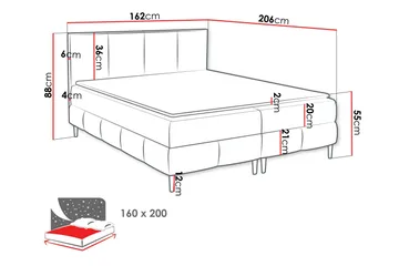 Celestine Opbevaringsseng 160x200 cm - Grå - Møbler - Senge - Komplet sengepakke