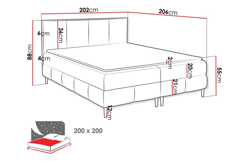 Celestine Opbevaringsseng 200x200 cm - Beige - Møbler - Senge - Komplet sengepakke