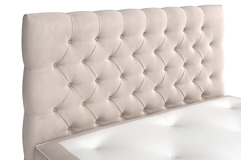 Celine Komplet Sengepakke 140x200 cm - Beige / Fløjl - Møbler - Senge - Komplet sengepakke