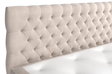 Celine Komplet Sengesæt 180x200 cm Kontinentalseng med Sengegavl - Beige / Fløjl - Møbler - Senge - Kontinentalsenge
