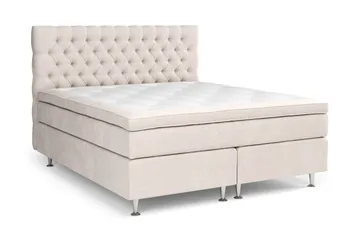 Celine Komplet Sengesæt 180x200 cm Kontinentalseng med Sengegavl - Beige / Fløjl - Møbler - Senge - Kontinentalsenge