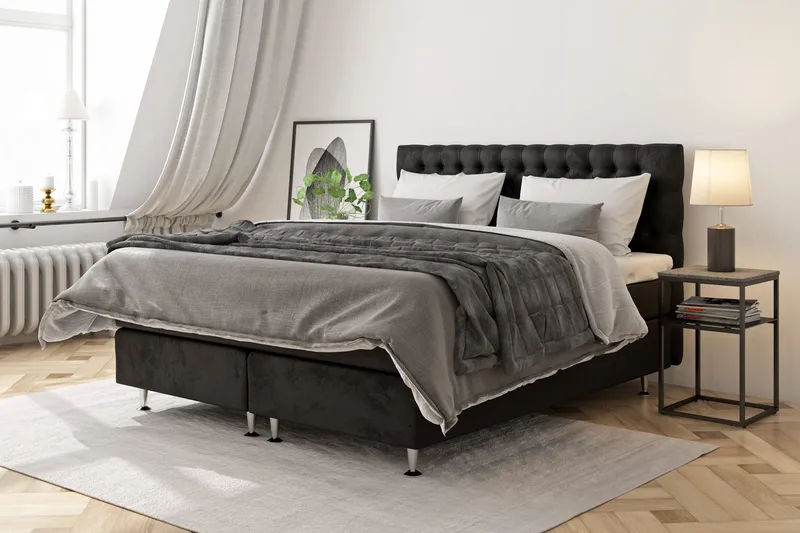 Celine kontinentalseng 120x200cm - Sort / velour - Møbler - Senge - Kontinentalsenge