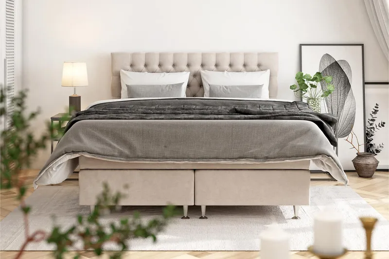 Celine kontinentalseng Komplet komplet seng pakke 210x210 - Beige - Møbler - Senge - Komplet sengepakke