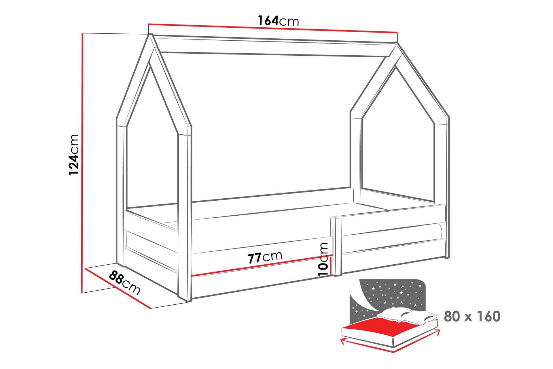 Cenon Sengeramme 80x160 cm - Grå - Møbler - Senge - Sengeramme & sengestel