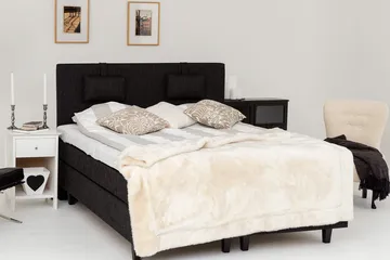 Charleston kontinentalseng 160x200 fast polyetherskum - Sort - Møbler - Senge - Kontinentalsenge
