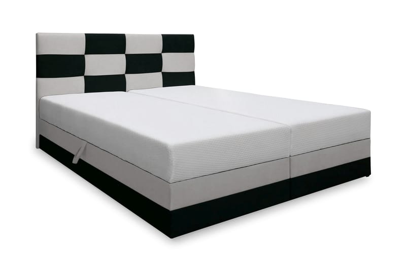 Chess seng 180x200 med opbevaring - sort/hvid - Seng med opbevaring - Dobbeltsenge - Komplet sengepakke