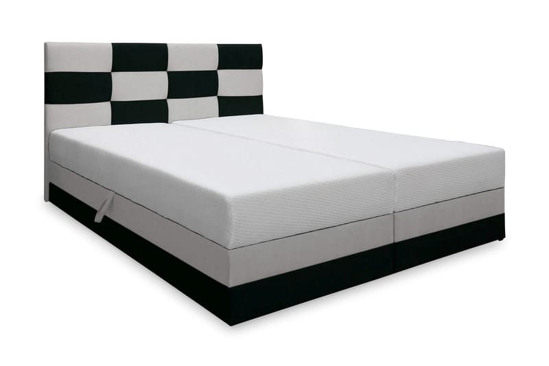 Chess sengepakke 140x200 med opbevaring - sort/hvid - Komplet sengepakke - Seng med opbevaring - Dobbeltsenge