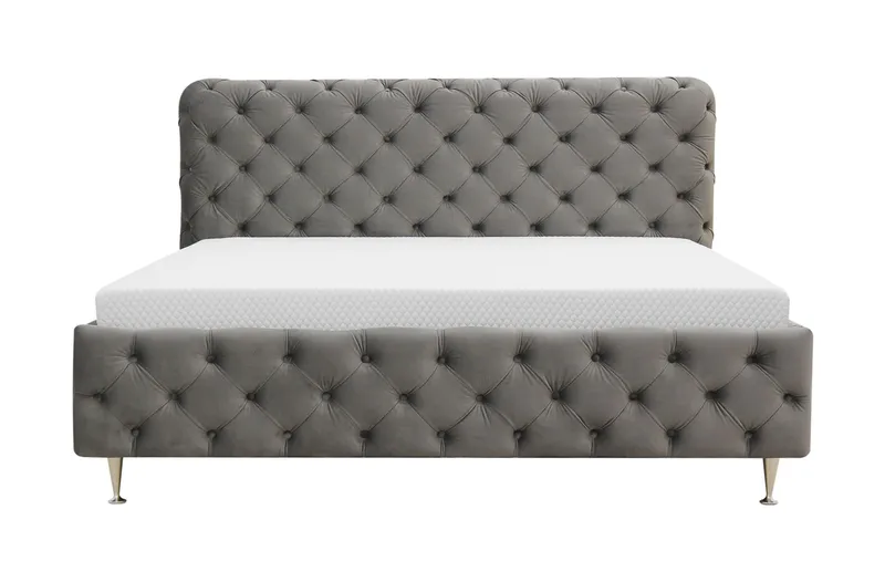 Chesterfield Komplet Sengesæt Sengeramme med Madras 160x200 cm, Grå