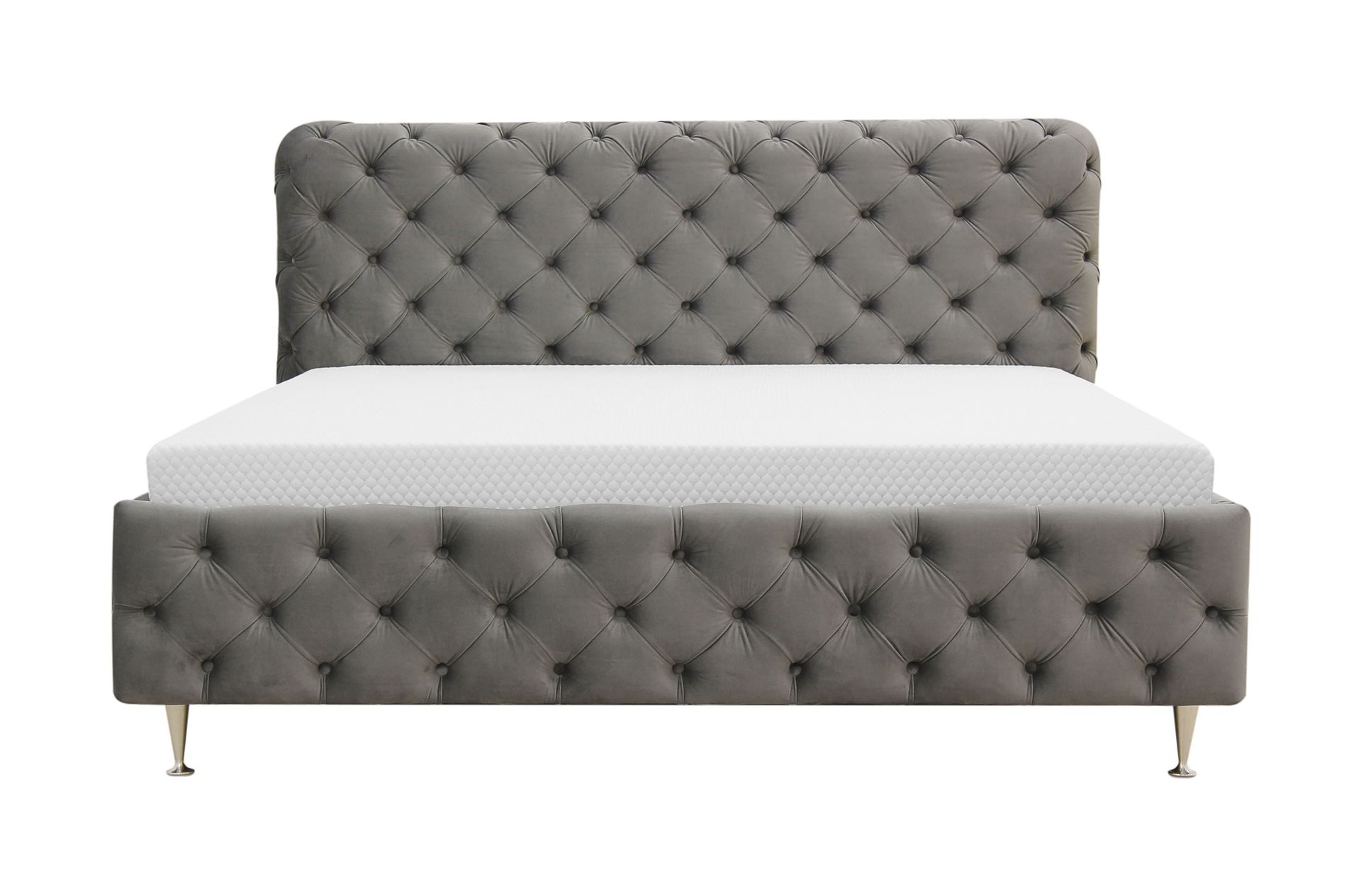 Chesterfield Komplet Sengesæt Sengeramme med Madras 180x200 cm - Grå - Møbler - Senge - Komplet sengepakke