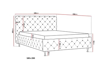 Chesterfield Komplet Sengesæt Sengeramme med Madras 180x200 cm - Grå - Møbler - Senge - Komplet sengepakke