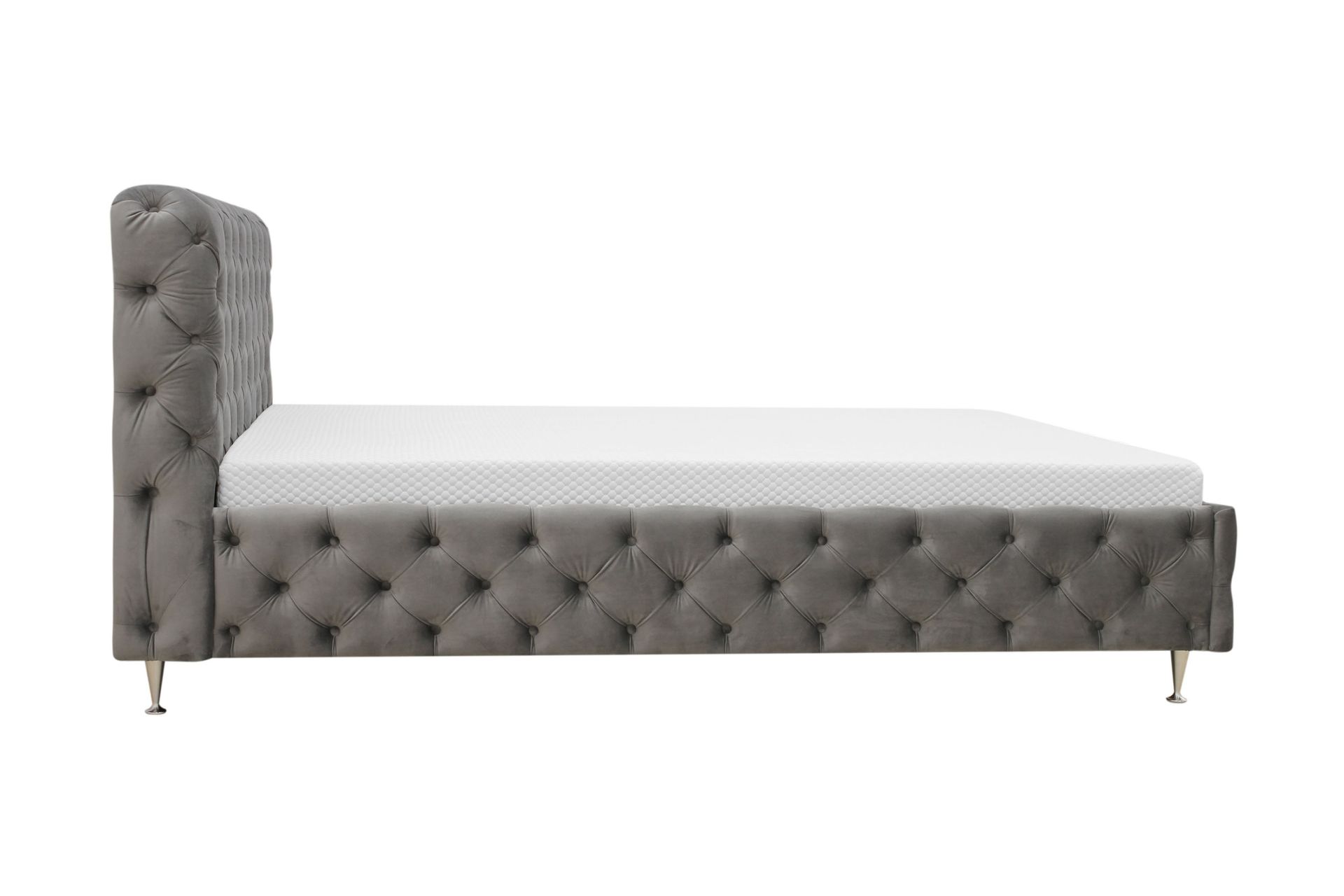 Chesterfield Komplet Sengesæt Sengeramme med Madras 180x200 cm - Grå - Møbler - Senge - Komplet sengepakke
