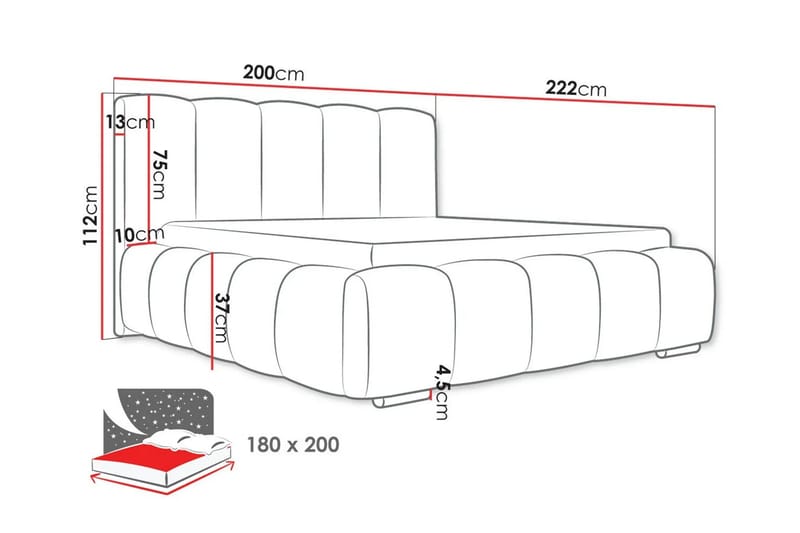 Cleaton sengeramme 160x200 cm med opbevaring, HVILA fjedermadras og topmadras i memoryskum med vaskbart betræk - Beige/Hvid - Møbler - Senge - Komplet sengepakke