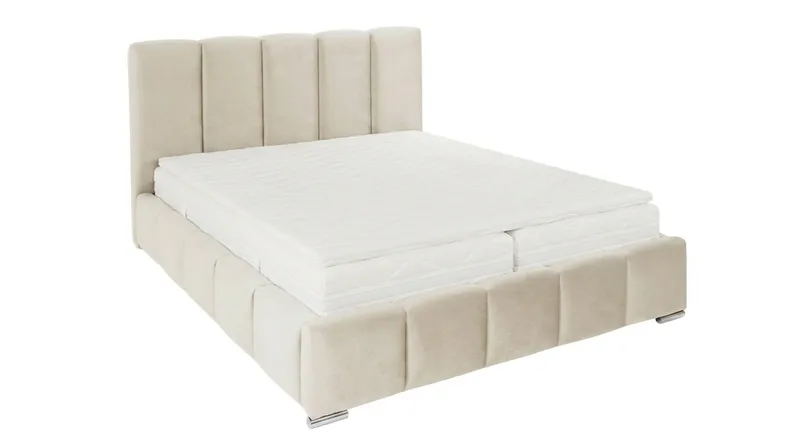Cleaton sengeramme 180x200 cm med opbevaring, HVILA pocketfjedermadras og topmadras i latex med vaskbart betræk, Grå/Hvid