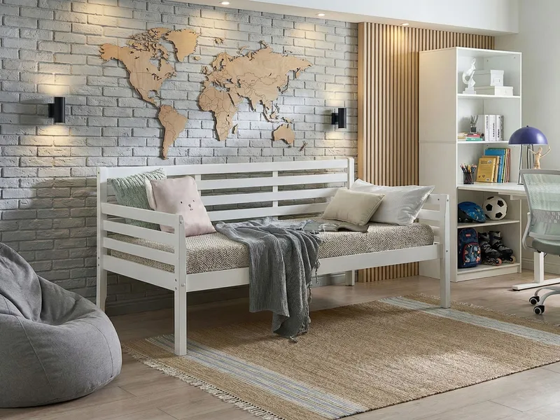 Daybed Theza Hvid - Hvid - Møbler - Senge - Gæsteseng & ekstraseng - Udtrækkelig seng
