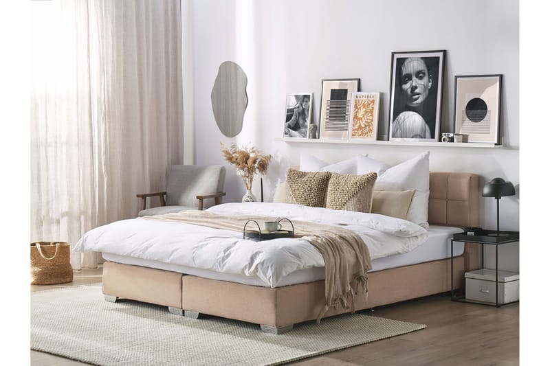 Denae Kontinentalseng 180x200 cm - Beige/Sølv - Møbler - Senge - Kontinentalsenge