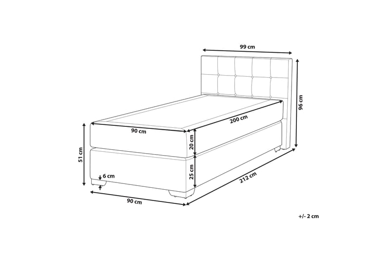 Denae Kontinentalseng 90x200 cm - Grå/Sølv - Møbler - Senge - Enkeltsenge