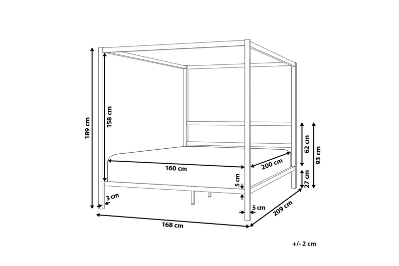 Denaya Himmelsseng 160x200 cm - Sort - Møbler - Senge - Himmelseng