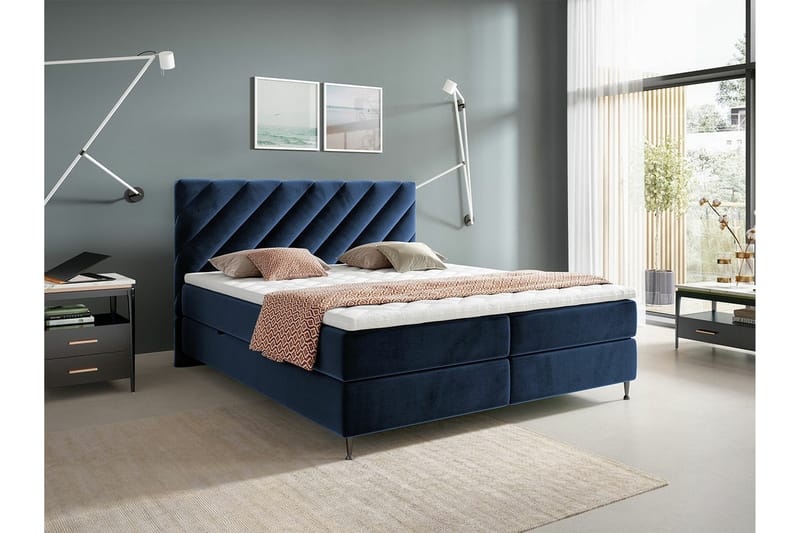 Derry Sengeramme 160x200 cm - Mørkeblå - Sengeramme & sengestel
