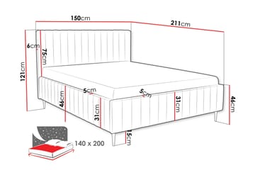 Desio Opbevaringsseng 140x200 cm - Sort - Møbler - Senge - Sengeramme & sengestel