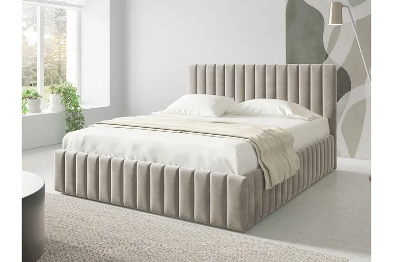 Desio Opbevaringsseng 180x200 cm - Beige - Møbler - Senge - Sengeramme & sengestel