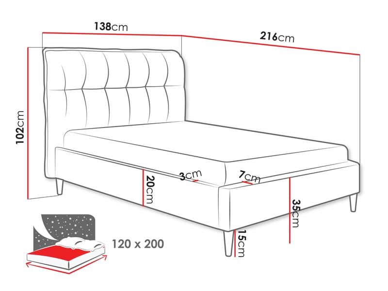 Deyros sengeramme 120x200 cm - grå - Møbler - Senge - Sengeramme & sengestel