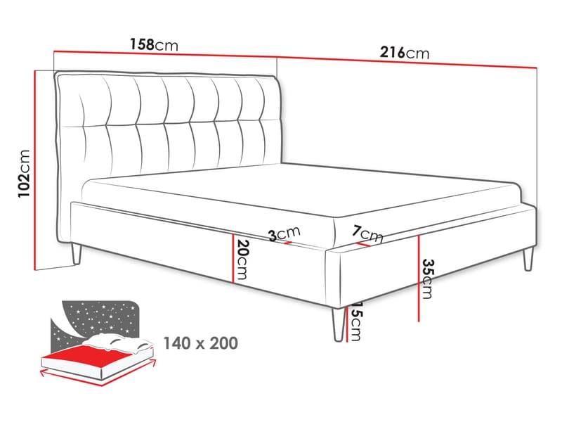 Deyros sengeramme 140x200 cm - grå - Møbler - Senge - Sengeramme & sengestel