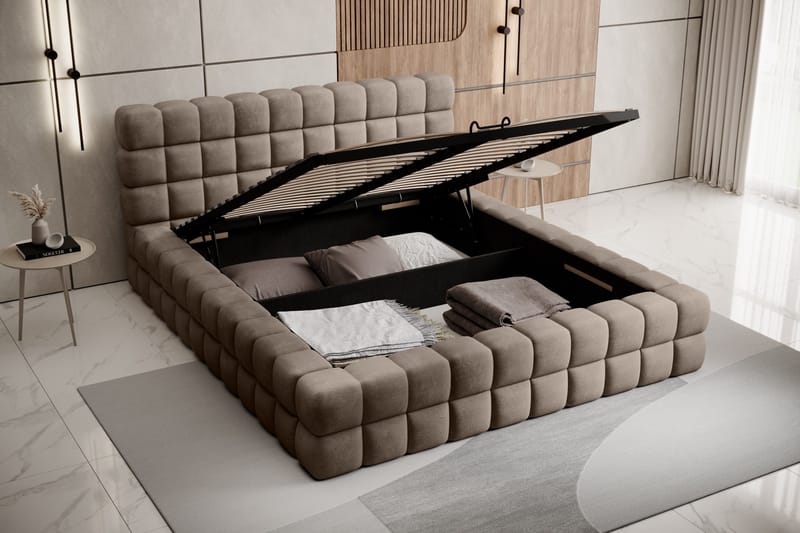 Dizzle Sengeramme 140x200 cm - Mørk beige - Møbler - Senge - Sengeramme & sengestel