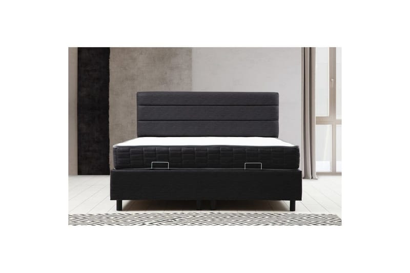 Dobbeltmadras, Base & Sengegærde Sonyi Sæt Antracit - 140 x 114 x 200 cm - Møbler - Senge - Sengeramme & sengestel