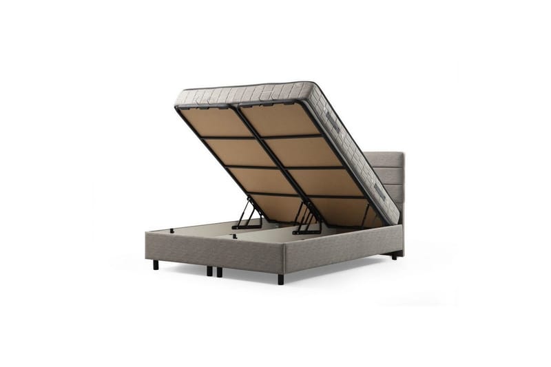 Dobbeltmadras, Base & Sengegærde Sonyi Sæt Lysegrå - 160 x 114 x 200 cm - Møbler - Senge - Sengeramme & sengestel