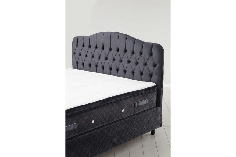 Dobbeltmadras, Base & Sengegærde Subato-sæt Antracit - 150 x 125 x 200 cm - Møbler - Senge - Komplet sengepakke
