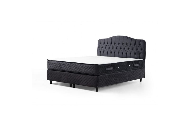 Dobbeltmadras, Base & Sengegærde Subato-sæt Antracit - 150 x 125 x 200 cm - Møbler - Senge - Komplet sengepakke