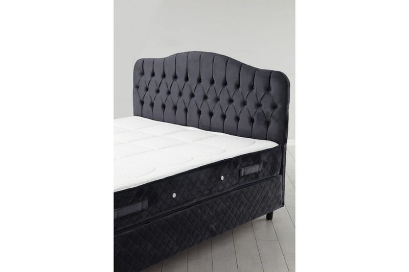 Dobbeltmadras, Base & Sengegærde Subato-sæt Antracit - 150 x 125 x 200 cm - Møbler - Senge - Komplet sengepakke