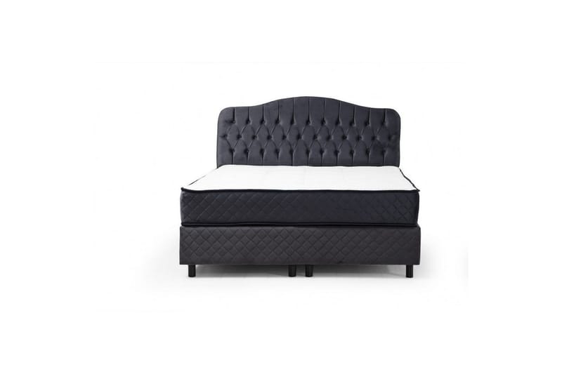 Dobbeltmadras, Base & Sengegærde Subato-sæt Antracit - 150 x 125 x 200 cm - Møbler - Senge - Komplet sengepakke