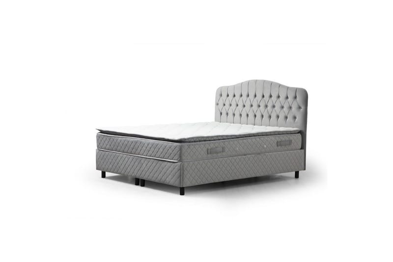 Dobbeltmadras, Base & Sengegærde Subato-sæt Grå - 160 x 125 x 200 cm - Møbler - Senge - Komplet sengepakke
