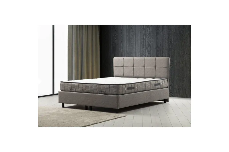 Dobbeltmadras, Base & Sengegærde Sudalmuni sæt lysegrå - 140 x 114 x 200 cm - Møbler - Senge - Komplet sengepakke