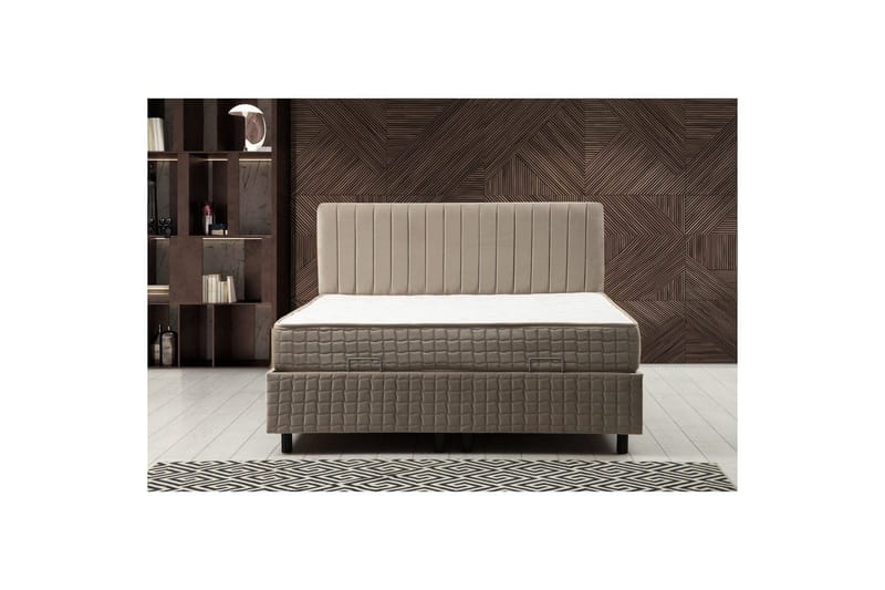 Dobbeltmadras, Base & Sengegærde Sudamal Sæt Brun - 150 x 114 x 200 cm - Møbler - Senge - Sengeramme & sengestel