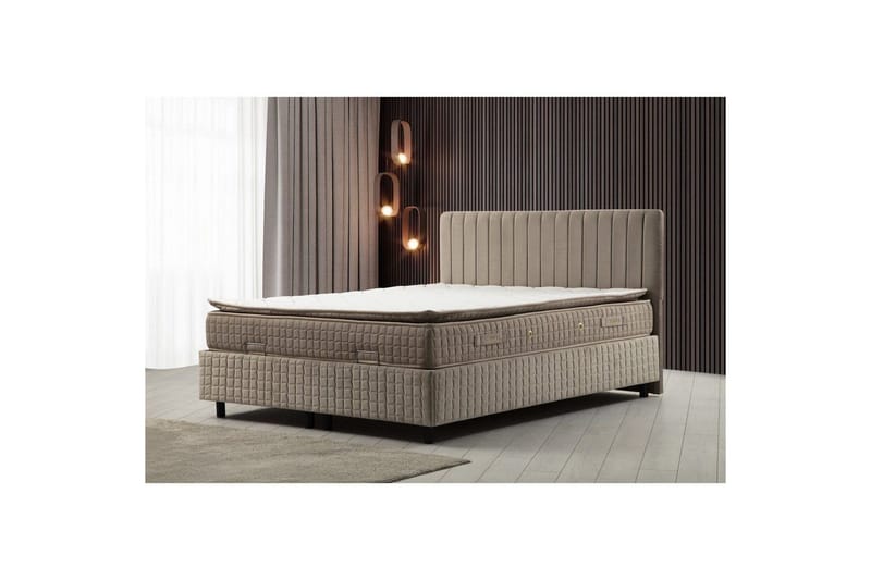 Dobbeltmadras, Base & Sengegærde Sudamal Sæt Brun - 150 x 114 x 200 cm - Møbler - Senge - Komplet sengepakke