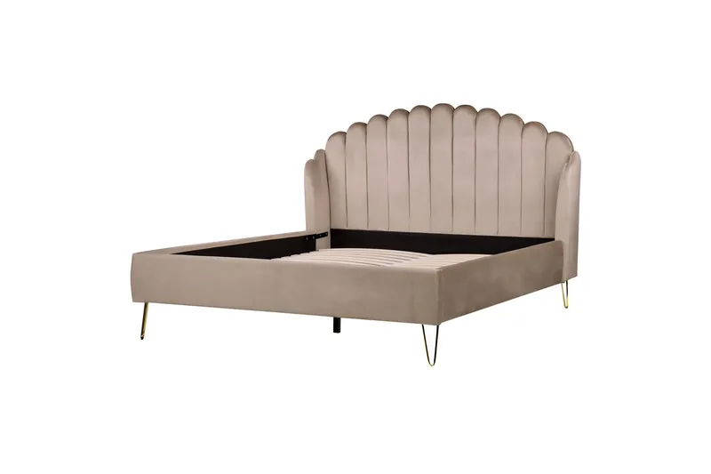Dobbeltseng 160 x 200 cm fløjl taupe AMBILLOU, undefined