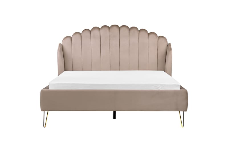 Dobbeltseng 160 x 200 cm fløjl taupe AMBILLOU - Møbler - Senge - Sengeramme & sengestel
