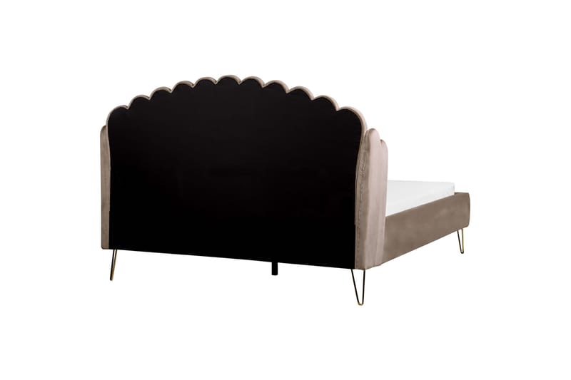 Dobbeltseng 160 x 200 cm fløjl taupe AMBILLOU - Møbler - Senge - Sengeramme & sengestel