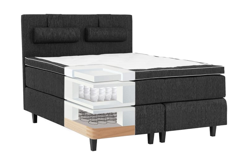 Grand Komplet Sengepakke 180 Fast/Medium Latex - Sort - Møbler - Senge - Kontinentalsenge